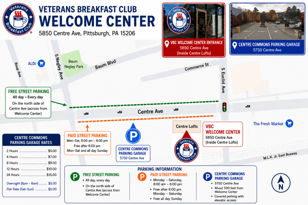 VBC Welcome Center parking information
